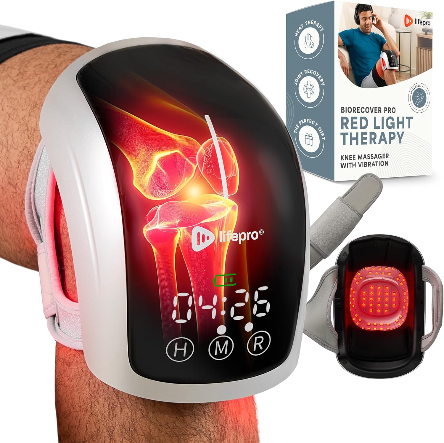 BioRecover Pro Light Therapy Knee Massager with Heat