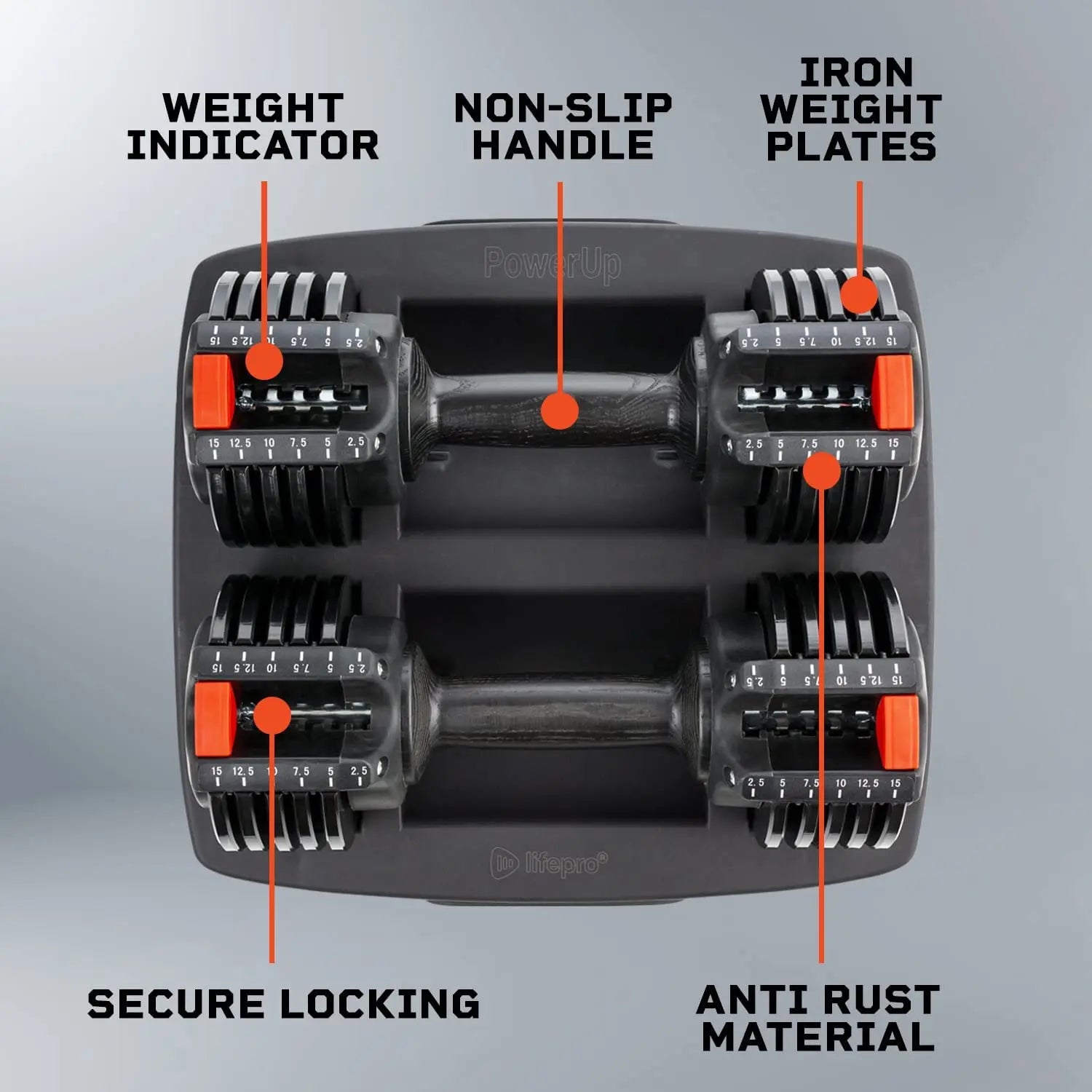 PowerUp Adjustable Dumbbells 4 PowerUp Adjustable Dumbbells